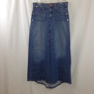 Levi Strauss Distressed Jean Maxi Skirt Size 4